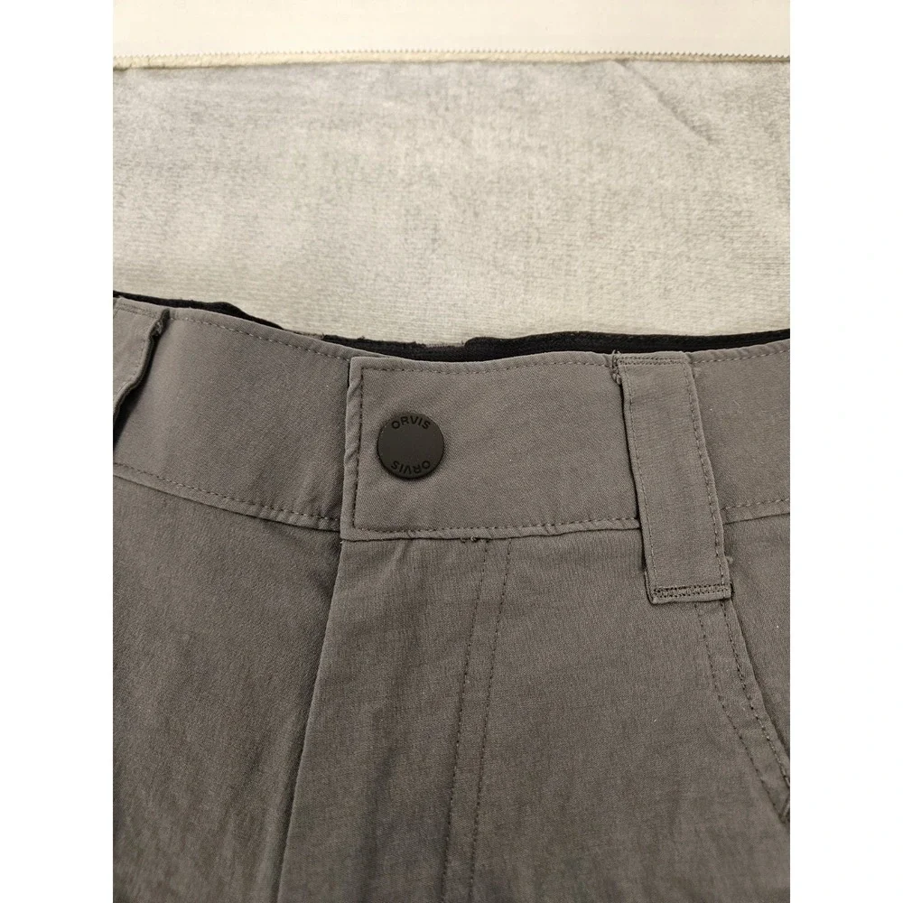 Orvis Mens Cargo Shorts Gray Zip Cargo Pocket Hiking Outdoor